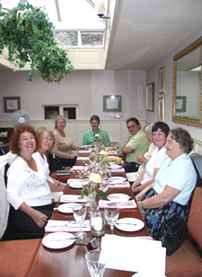 Students enjoying a well-deserved lunch.